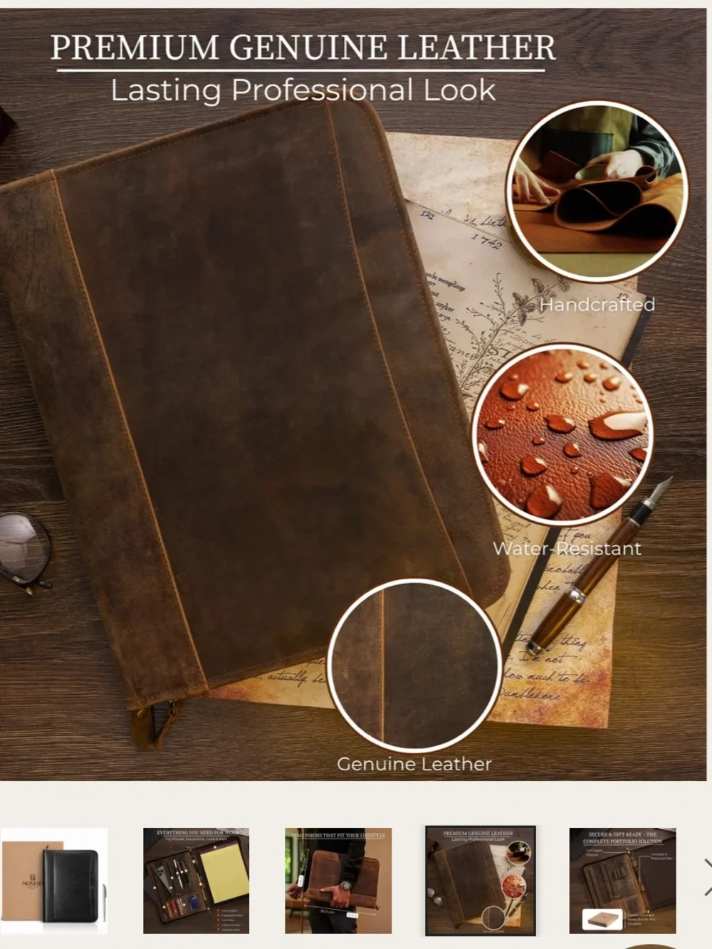 Nomad Crafts Co. LEATHER PADFOLIO WITH ZIPPER